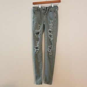 American Eagle hi-rise skinny ripped long jegging